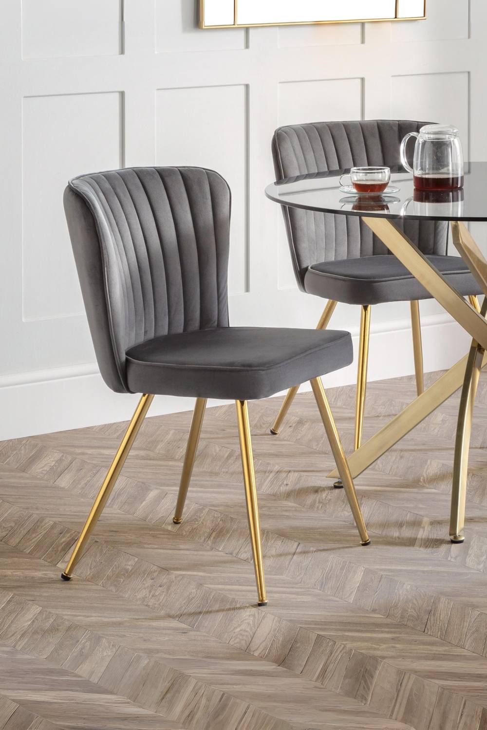 Julian Bowen Cannes Upholstered Dining Chair (Set of 2) in Grey