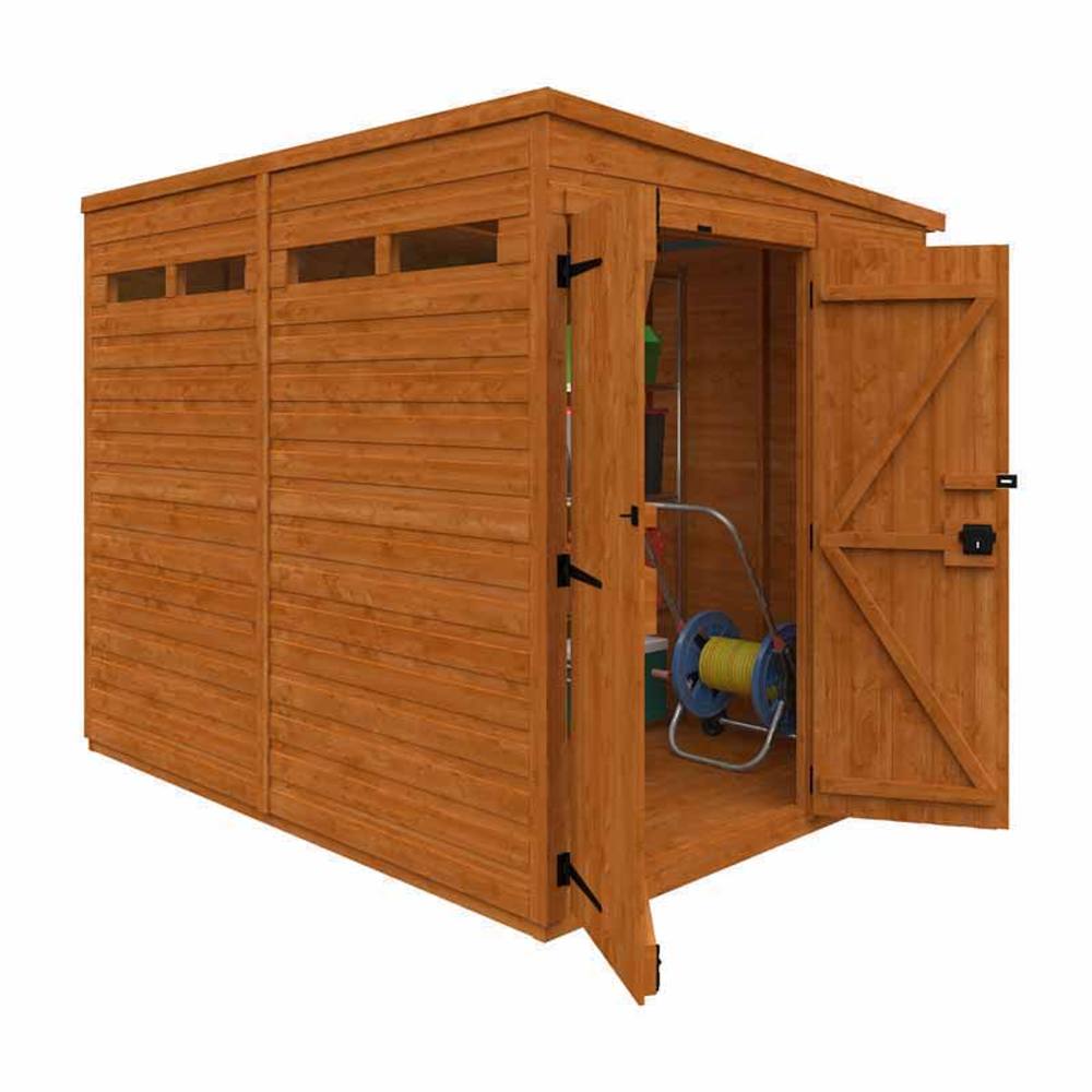 Buttercup Farm 8x6 Flex Pent Security Doubel Door 12mm Flex - L238.8 x W175 x H203 cm in Burnt Orange 2