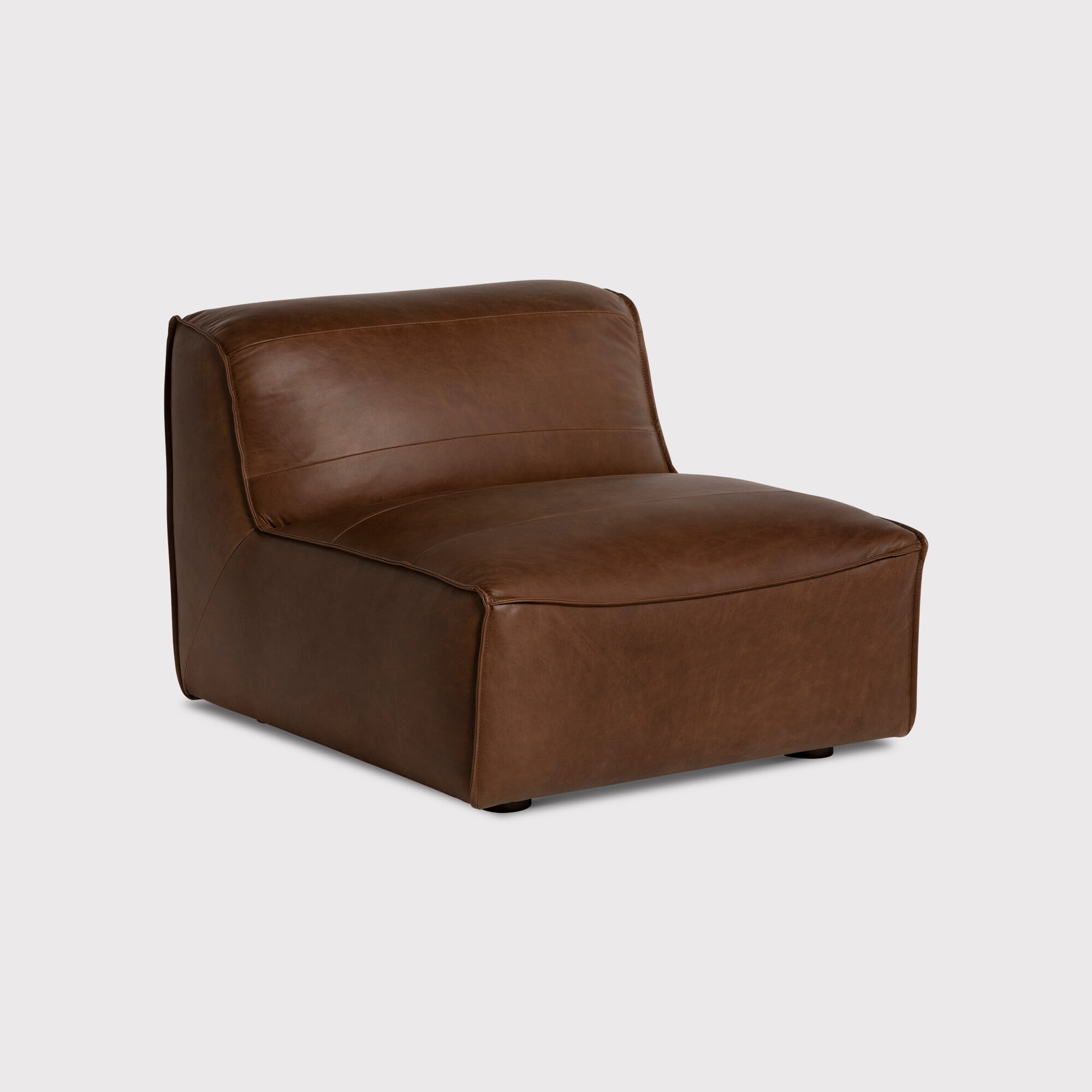 Loma Armless Lounge Chair, Brown Leather | Barker & Stonehouse