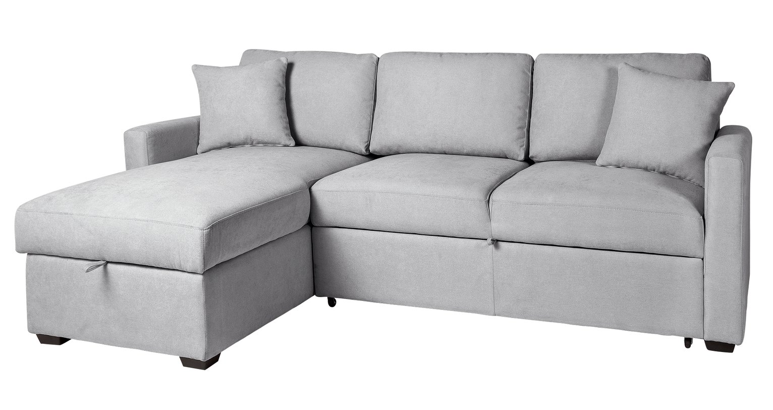 Habitat Reagan Left Corner Fabric Storage Sofa Bed - Grey