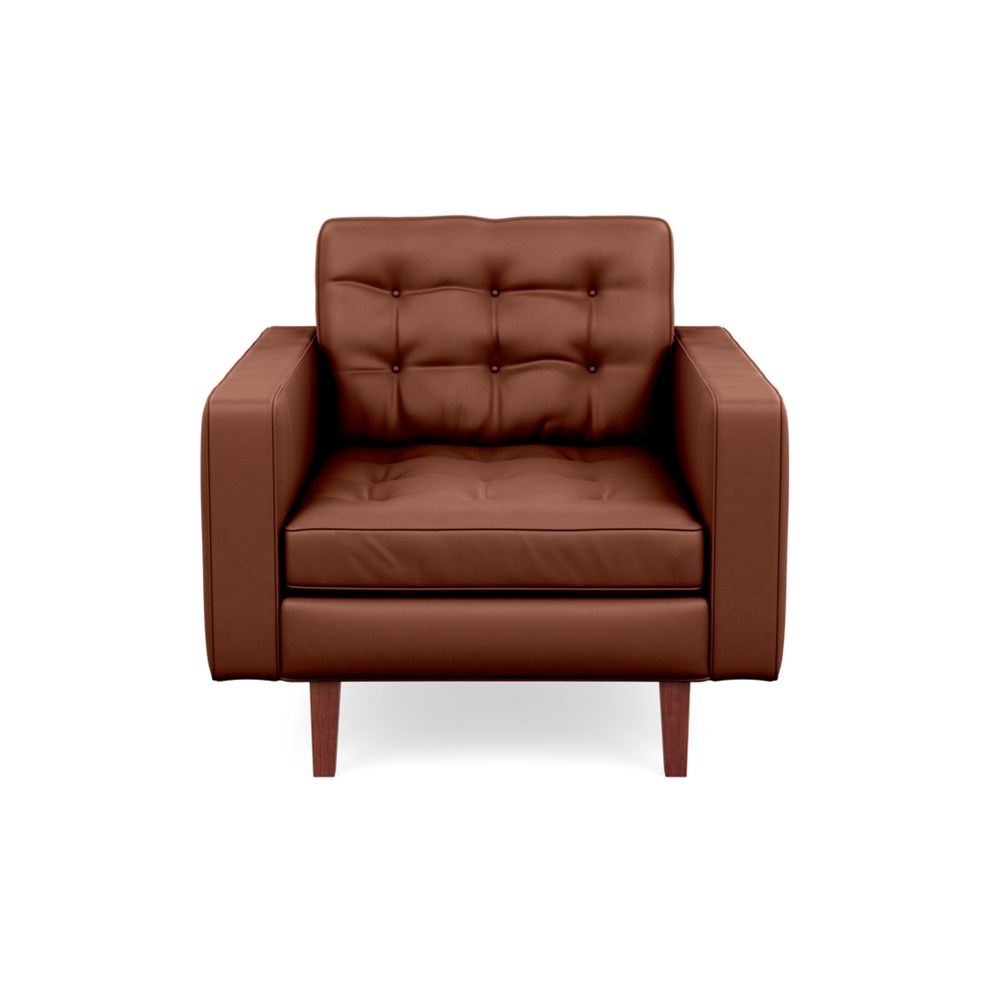 Heal's Hepburn Armchair Leather Grain Dark Brown 068 Walnut Feet