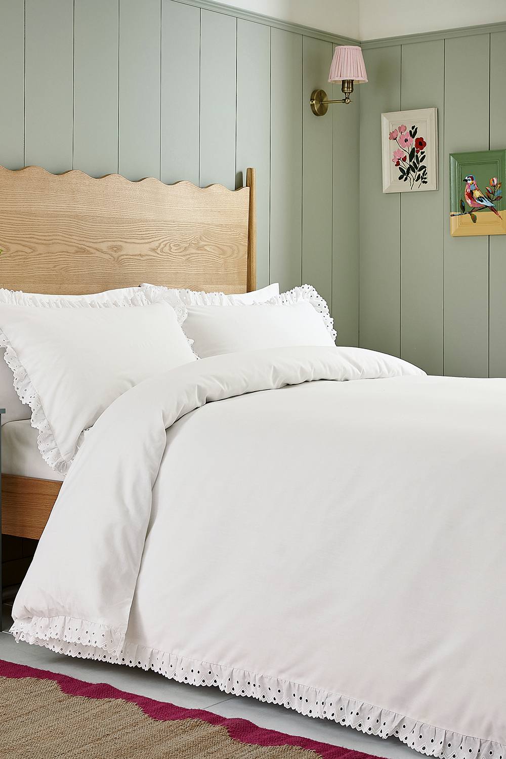 Helena Springfield 'Clara Embroidered Frill' Cotton Duvet Cover Set in White