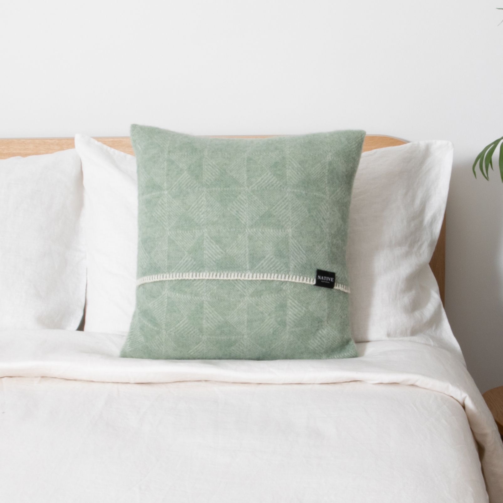 Native Natural Diamond Green Wool Cushion Cover 45x45cm