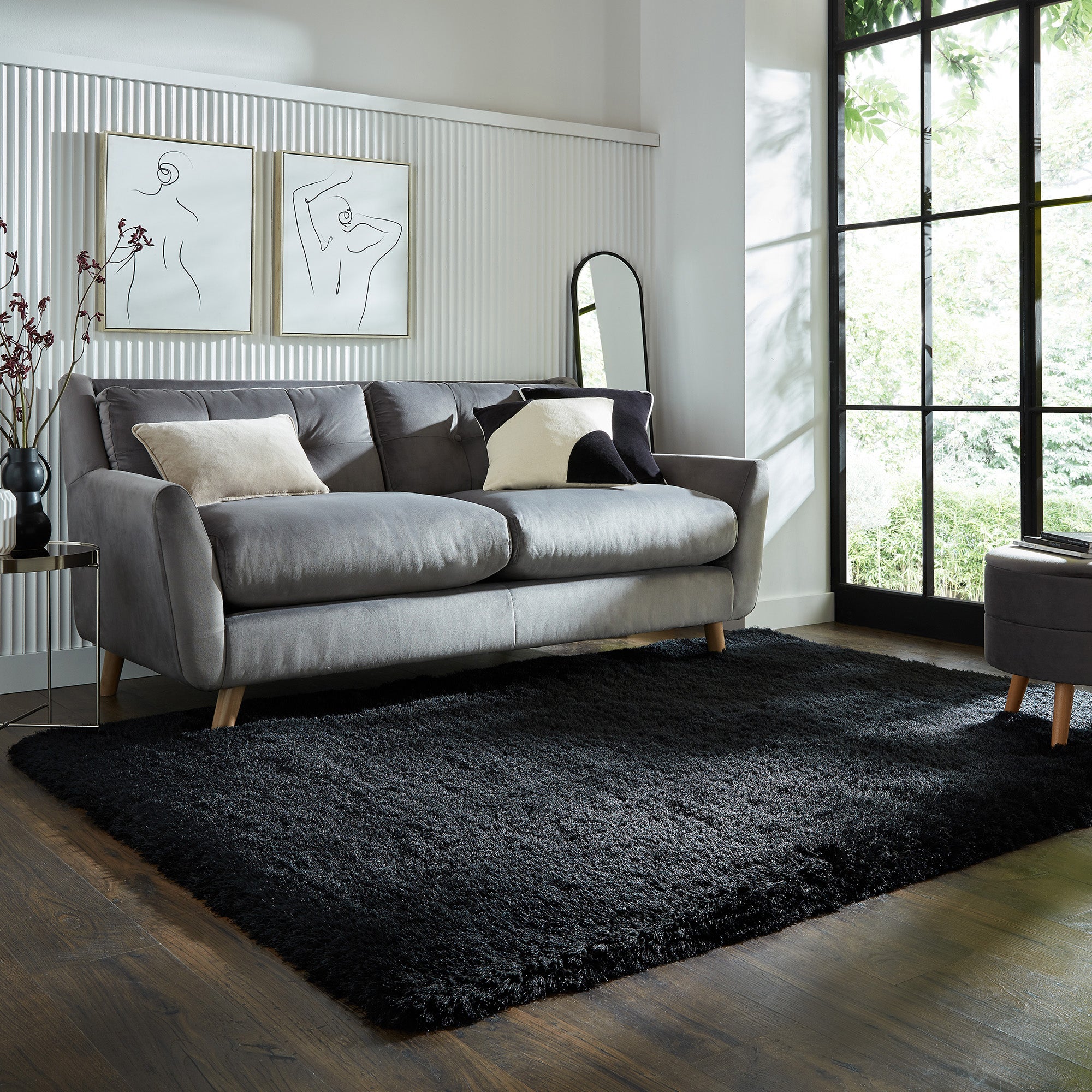 Jewel Shaggy Rug Jewel Black