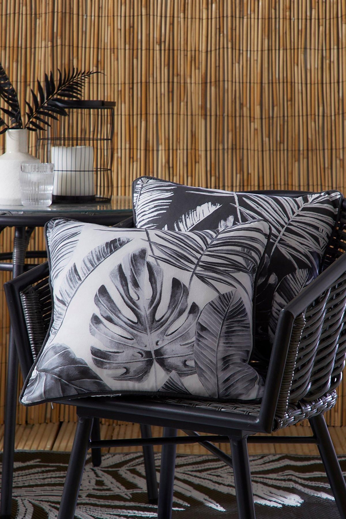 Dreams & Drapes 'Tahiti' Outdoor Water & UV Resistant Garden Filled Bench Cushion in Silver