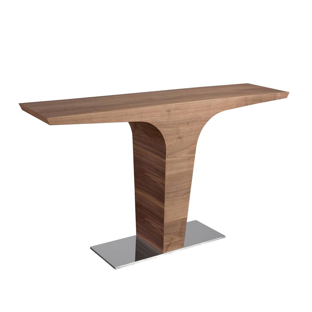 Angel Cerda Rectangular Walnut Console Table with Chrome-Plated in Brown