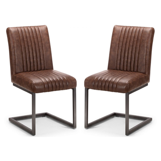 Brooklyn Antique Brown Leather Dining Chair In Pair