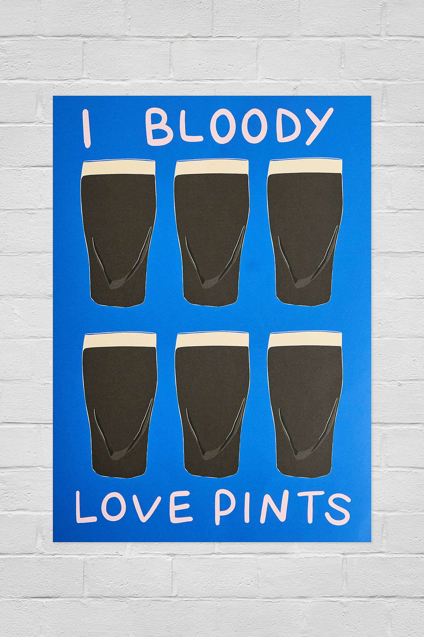 Twisted Rebel I Bloody Love Pints Wall Art Print (A1, A2, A3) - Blue A3