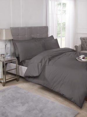 New Edge Blinds Percale Duvet Set in Grey