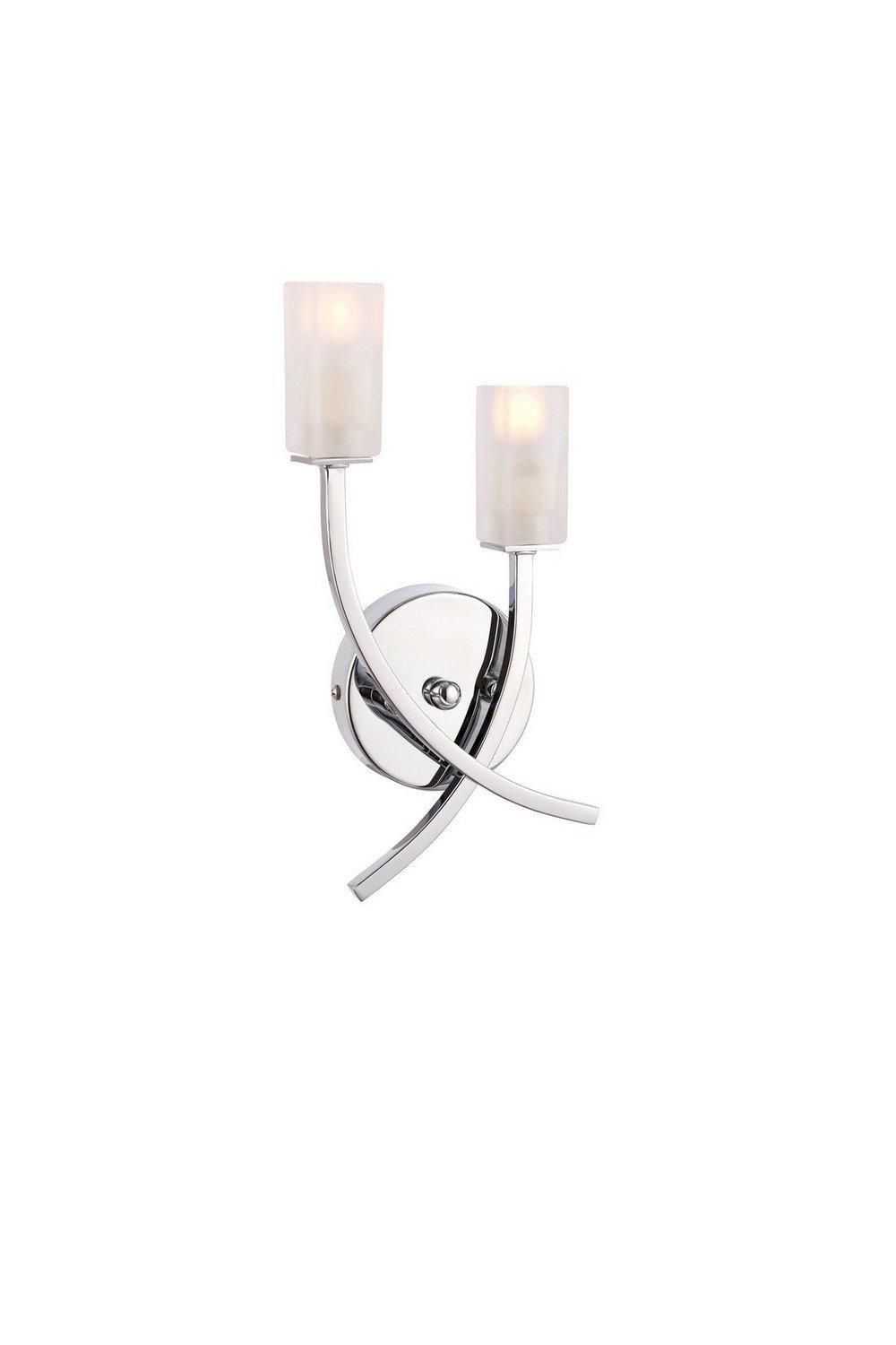 Netlighting Havana 2 Light Indoor Wall Light Chrome with Acid Etched Glass G9 in Grey