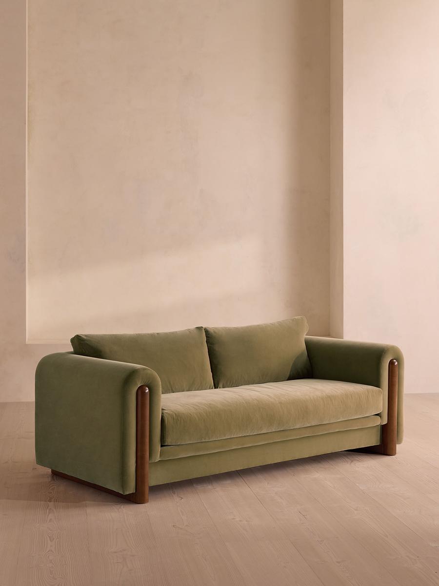 Farrell Three Seater Sofa, Velvet, Lichen