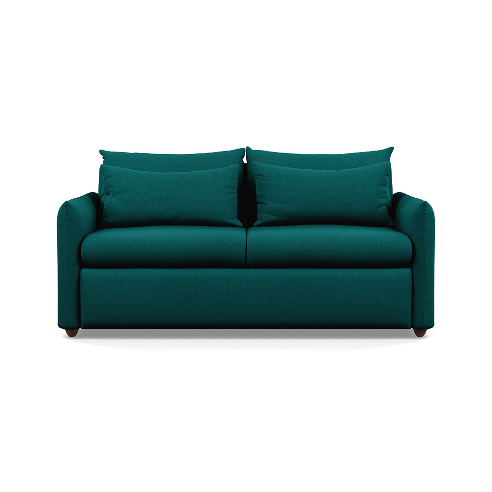 Heal's Pillow 3 Seater Sofa Bed Brushed Cotton Pine Chestnut Stain Feet