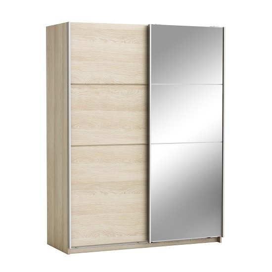Oakley Mirrored Sliding Wardrobe In Shannon Oak With 2 Doors