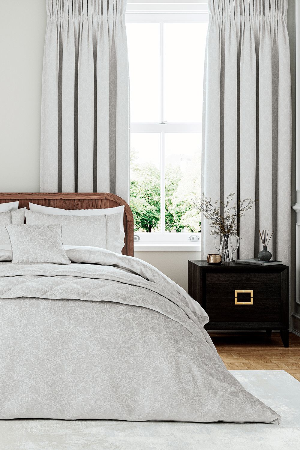 1951 'Ashleigh' Jacquard Duvet Cover Set in Silver