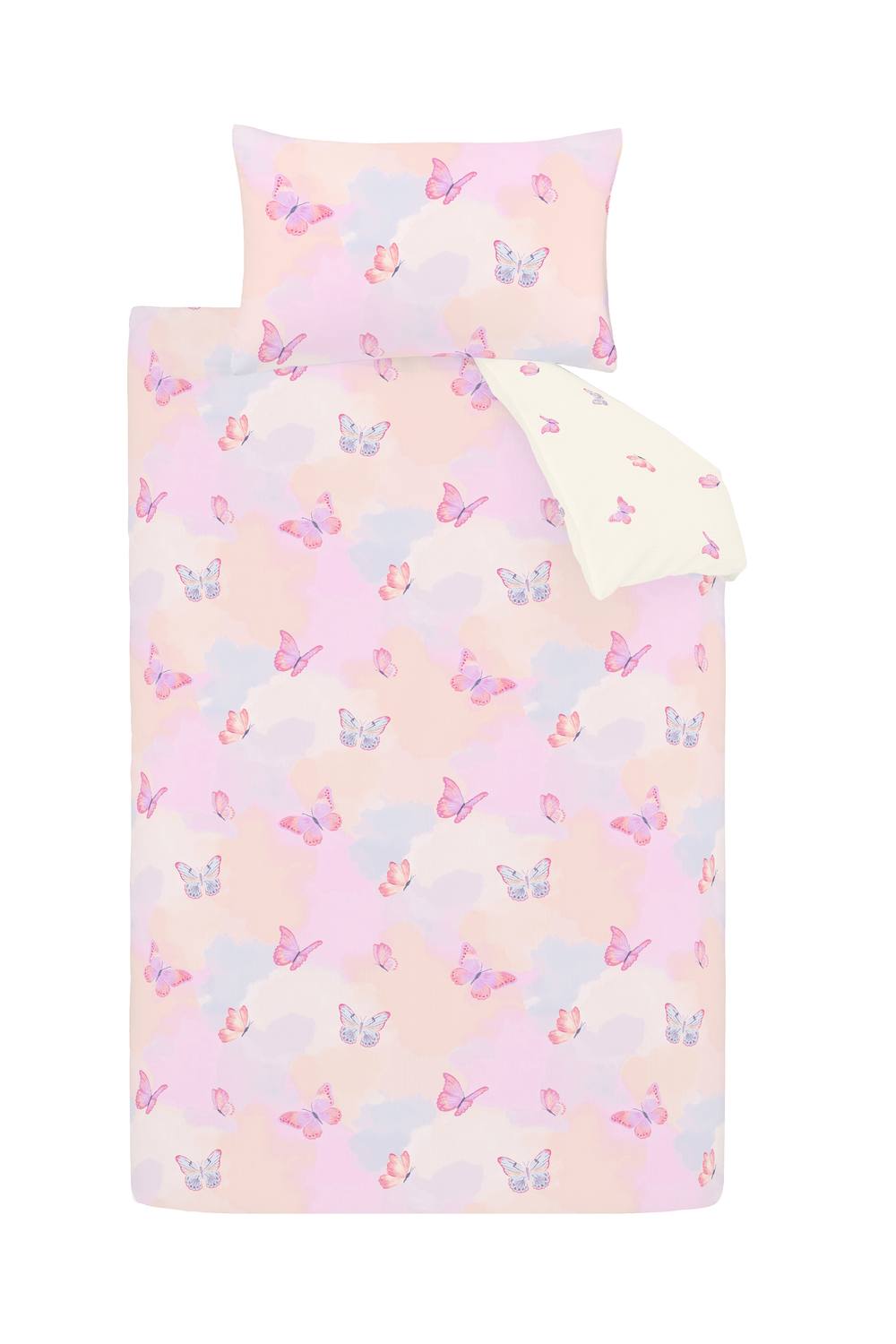 Catherine Lansfield Ombre Butterflies Reversible Duvet Cover Set in Pink 5