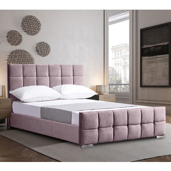 Manitou Plush Velvet Super King Size Bed In Pink