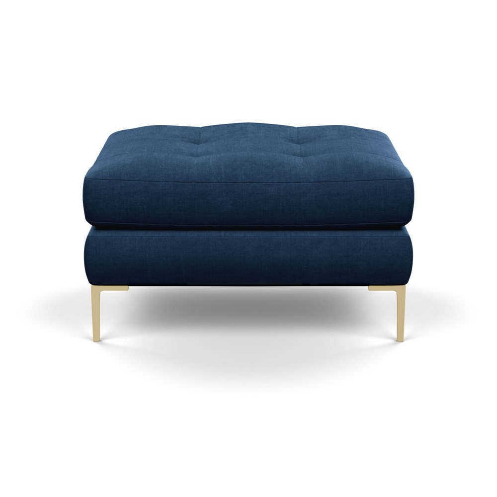 Heal's Eton Footstool Capelo Linen-Cotton Ink Spot Brass Feet