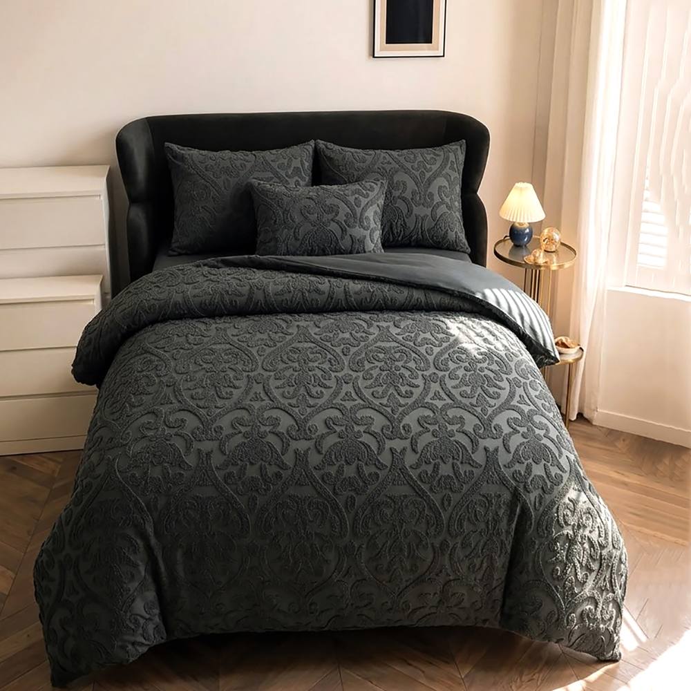 GAVENO CAVAILIA Luxury Elegant Cambi Duvet Cover Set in Charcoal