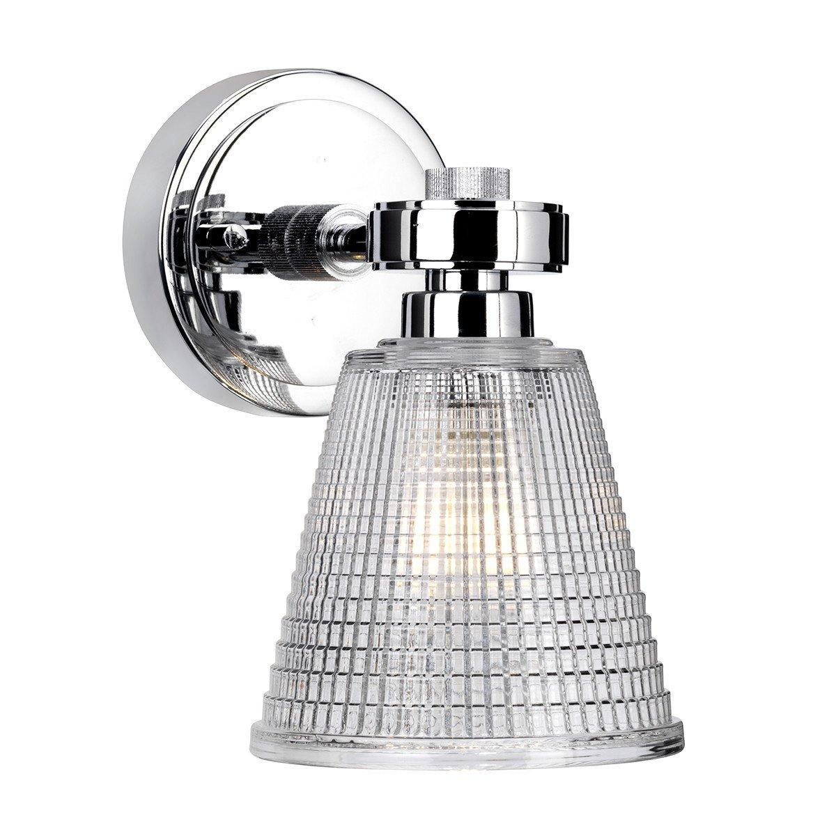 Netlighting Gunnislake 1 Light Wall Light Polished Chrome Glass Shade IP44 G9 in Grey