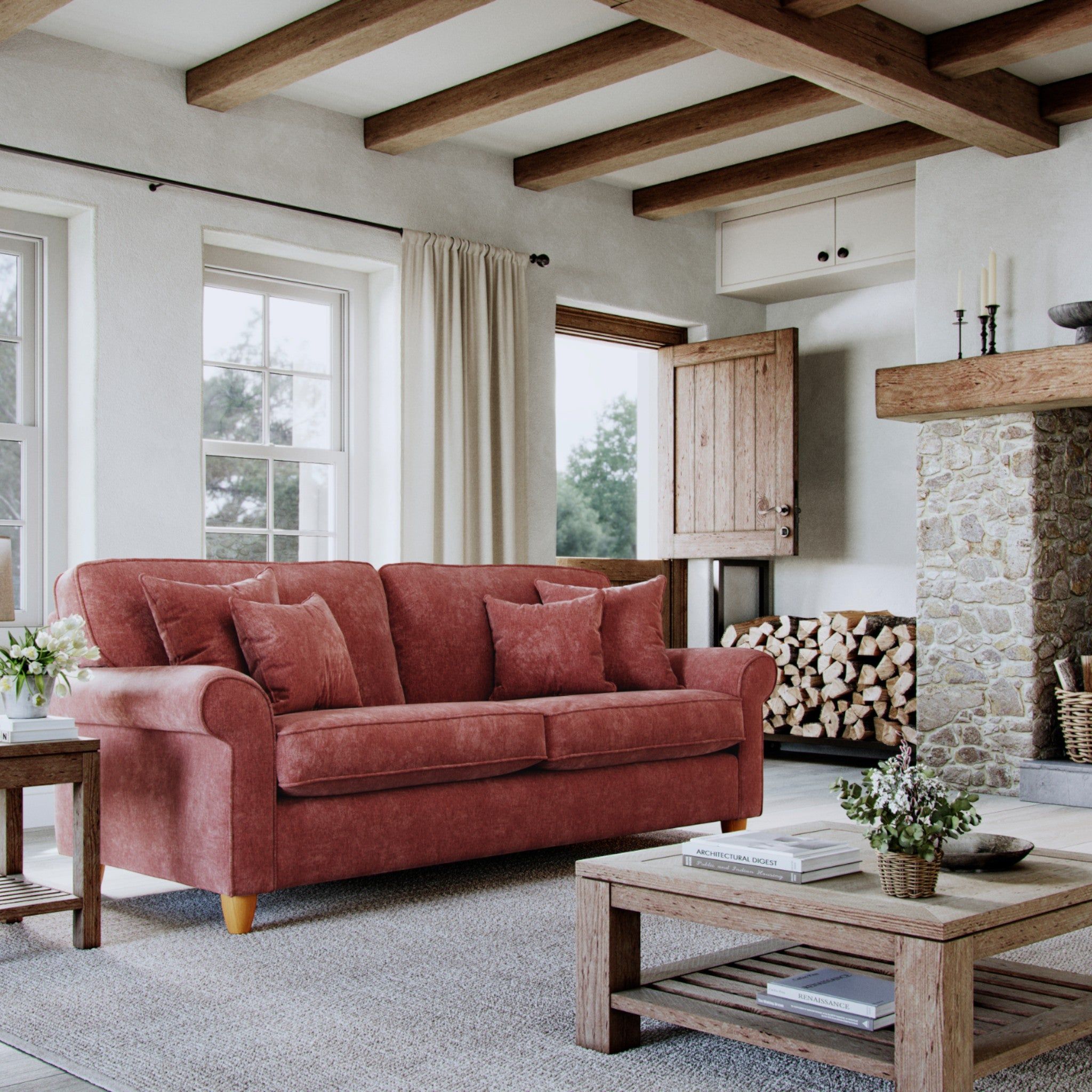 The Great Sofa Company Flora Large Sofa Glory Deep Terra in Terracotta