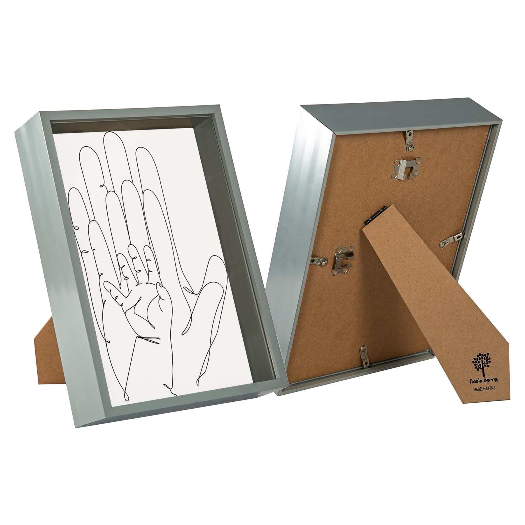 Nicola Spring Deep Box Photo Frame - A4 (8 x 12") - Pack of 2 in Grey