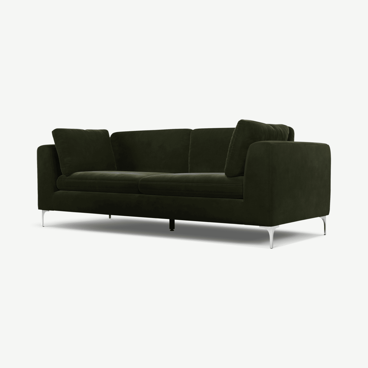 Monterosso 3 Seater Sofa, Dark Olive Velvet with Chrome Leg