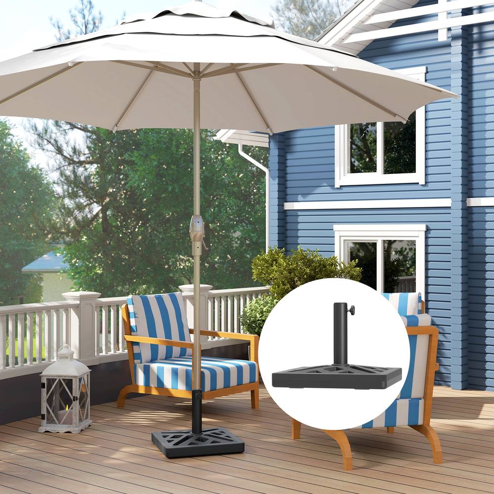 OUTSUNNY Parasol Base 15kg Garden Umbrella Stand with Cut-Out Design, Black