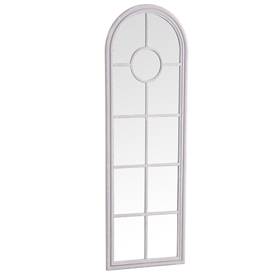 Moncton Narrow Arched Bedroom Mirror In Distressed Grey