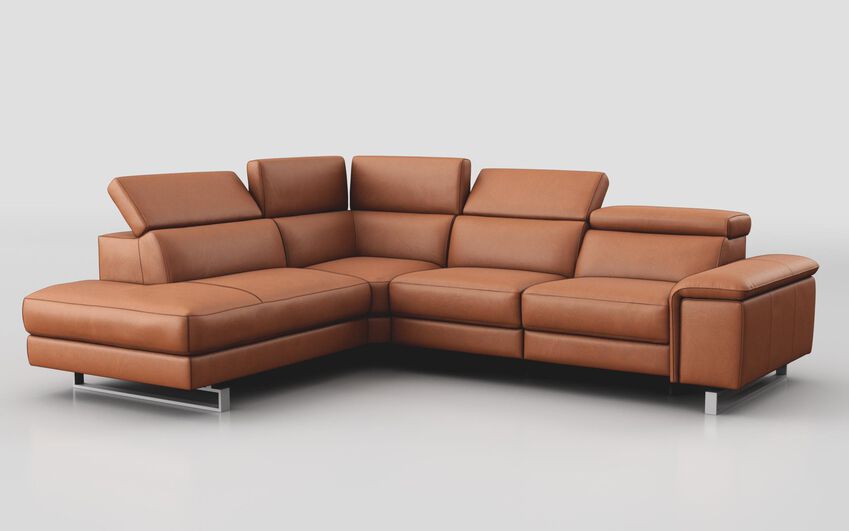 Orange Viserba 2 Corner 3 Sofa with Left Hand Facing Chaise & Manual Head Tilt