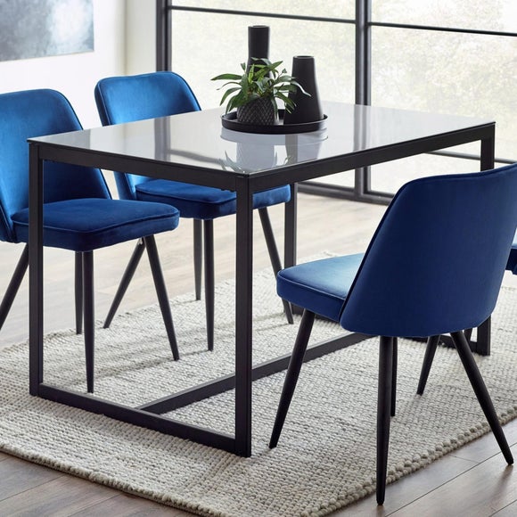 Chicago 4 Seater Dining Table, Smoked Glass