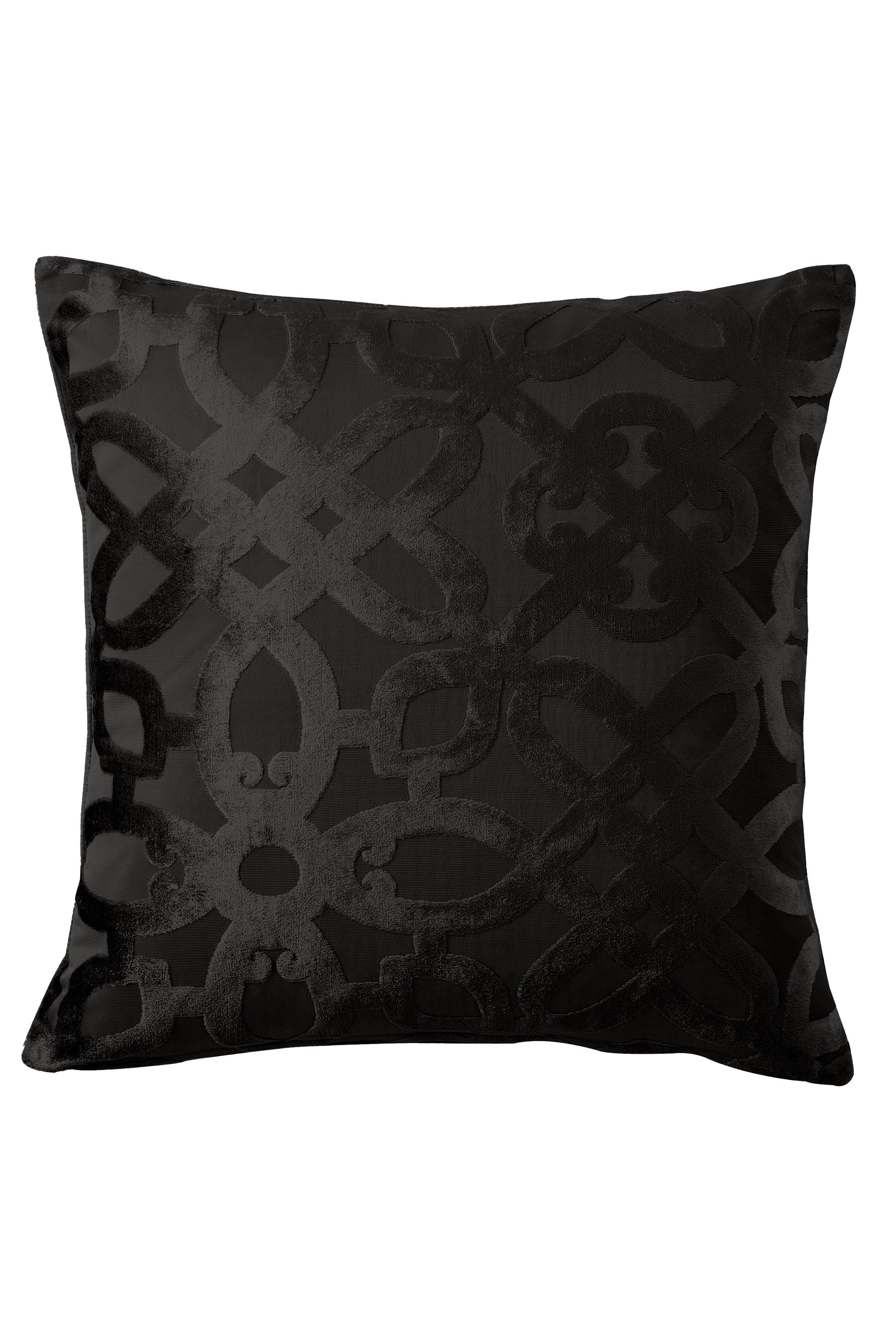 Catherine Lansfield 'Lattice Cut Velvet' Cushion in Black 3