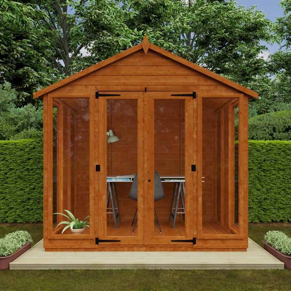 Buttercup Farm 6x8 Feet Contemporary Summerhouse 12mm Shed - L175xW235xH243.7 cm in Burnt Orange 2