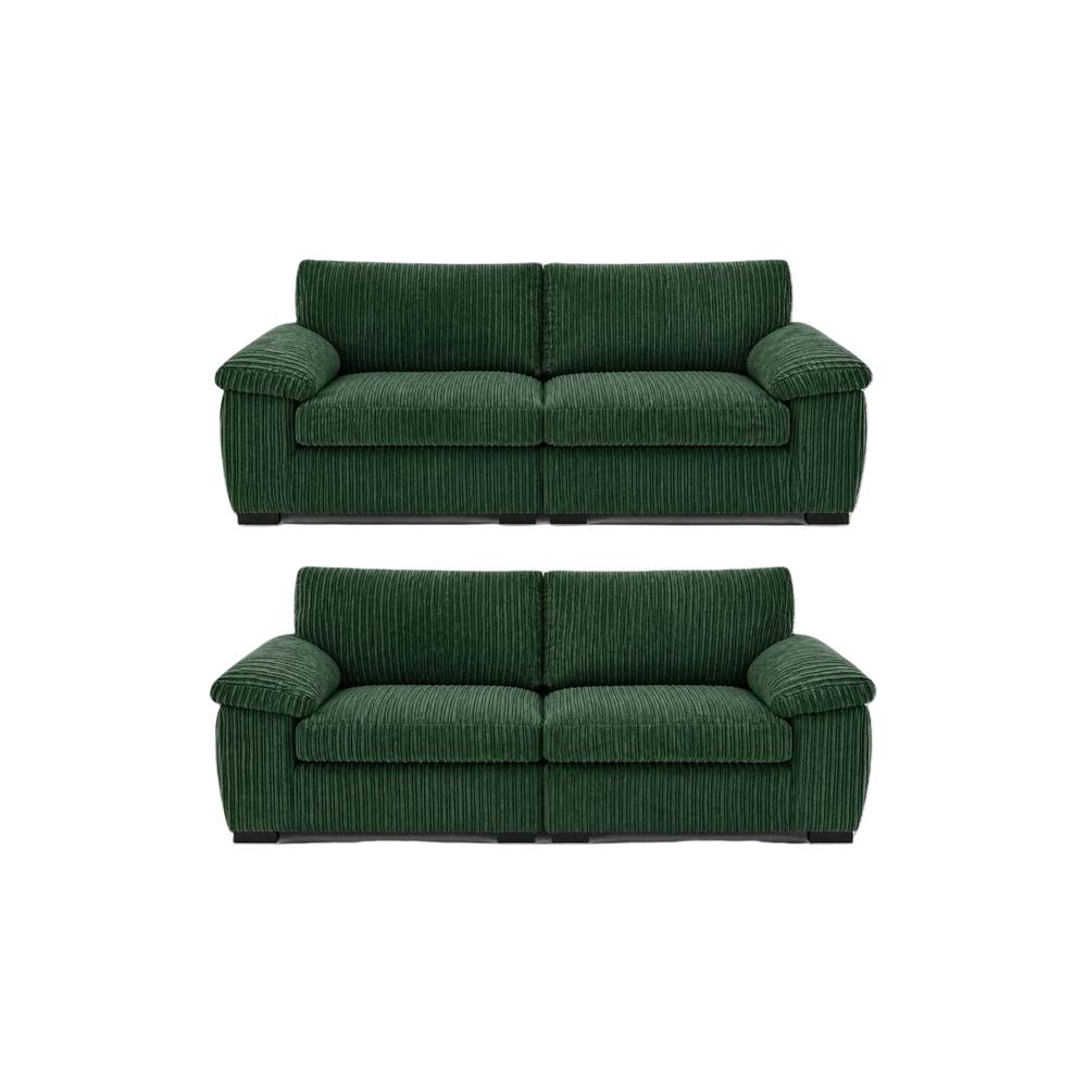 Bliss Furniture Amalfi 3+2 Seater Sofa Set in Green Fabric with Memory Foam Seating