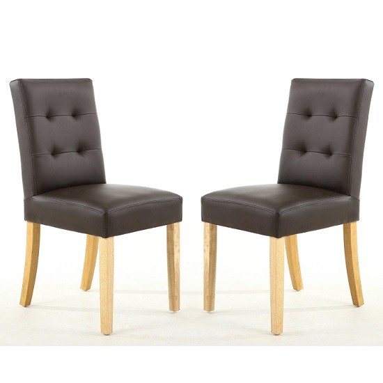 Artois Dining Chair In Brown Matt Bonded Leather And Natural Leg