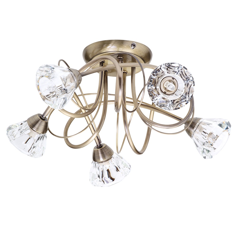 Marianne Flush Ceiling Light, Antique Brass