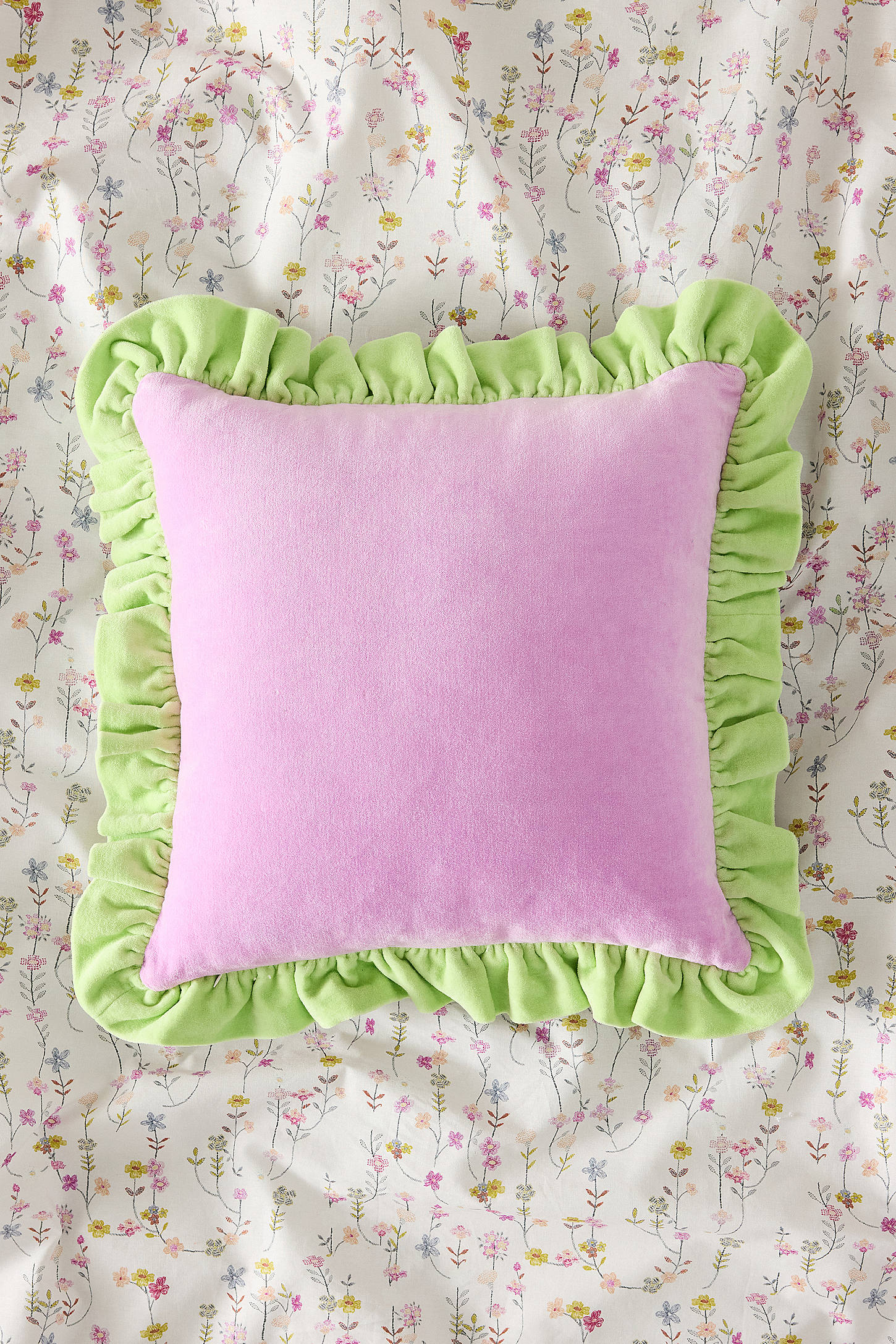 Lilac Contrast Ruffle Cushion - Lilac