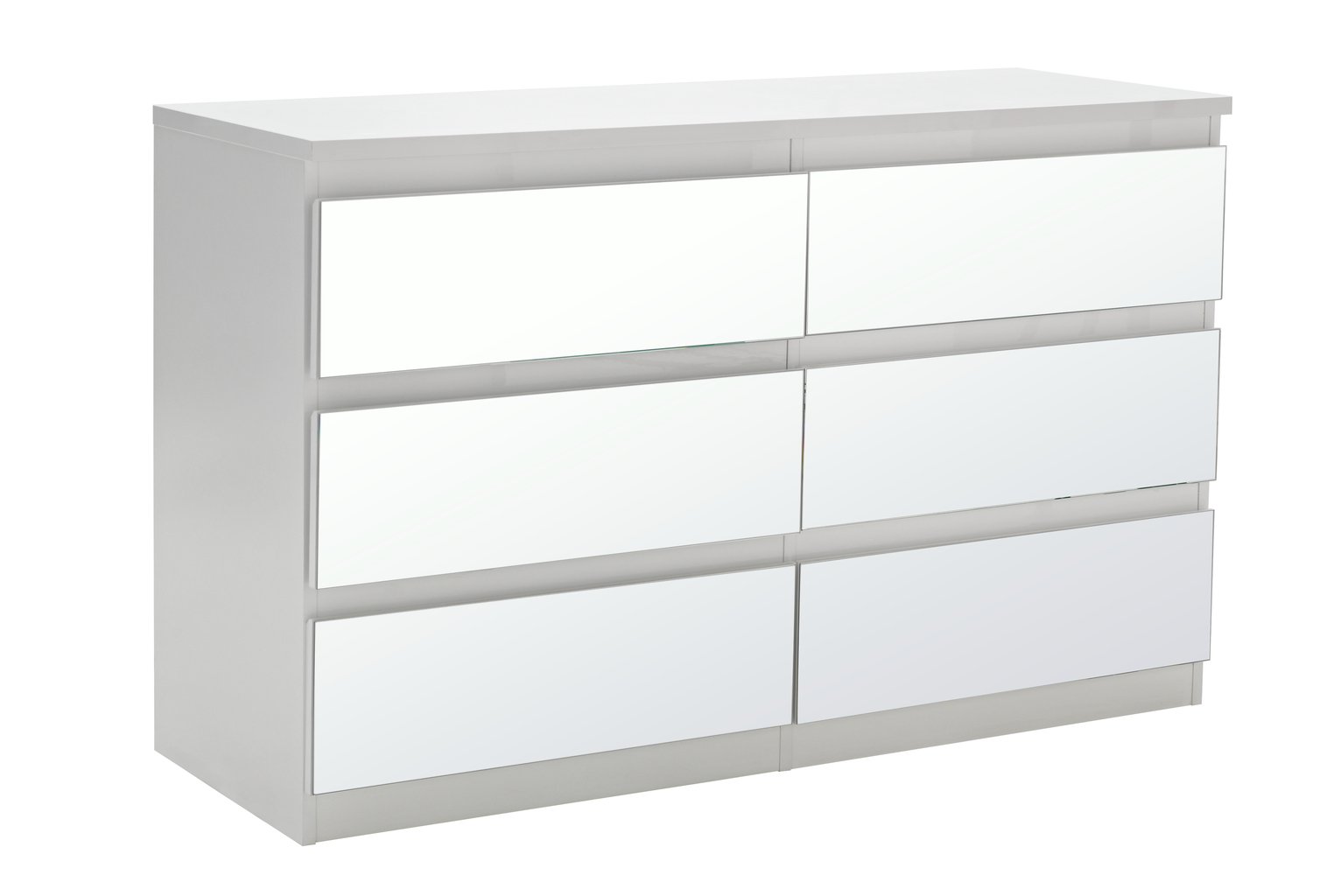 Habitat Jenson 3+3 Drawer Mirrored Chest - White