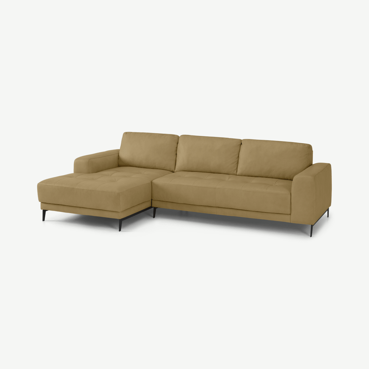 Luciano Left Hand Facing Corner Sofa, Pale Tan Leather