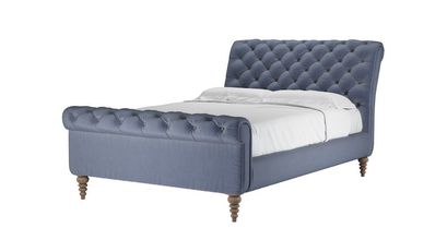 Knightsbridge Double Bed in Sapphire Smart Velvet - sofa.com