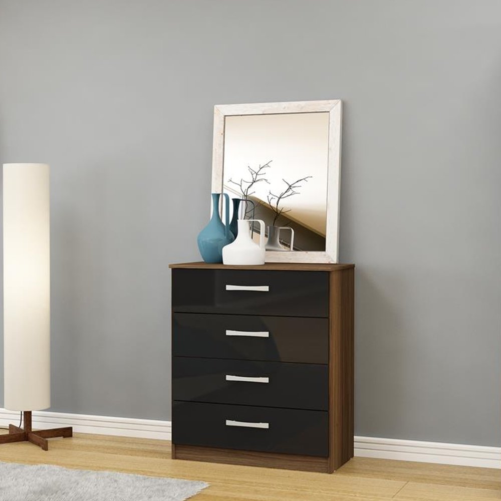 Lynx 4 Drawer Chest Walnut and Black