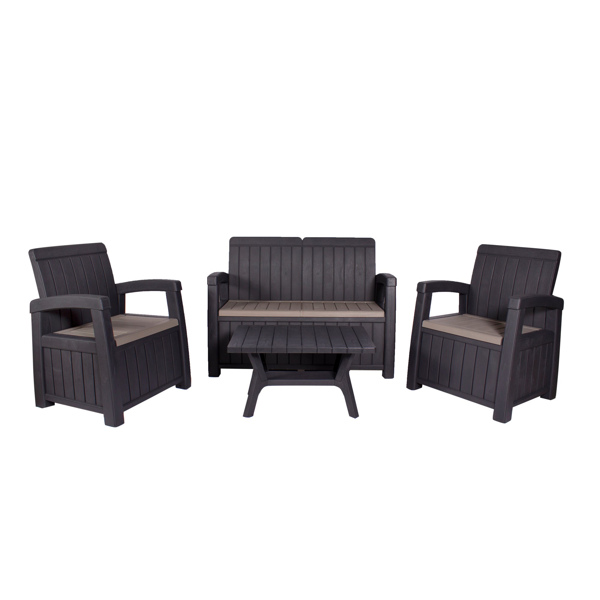 Faro 4 Seater Black Conversation Set Black