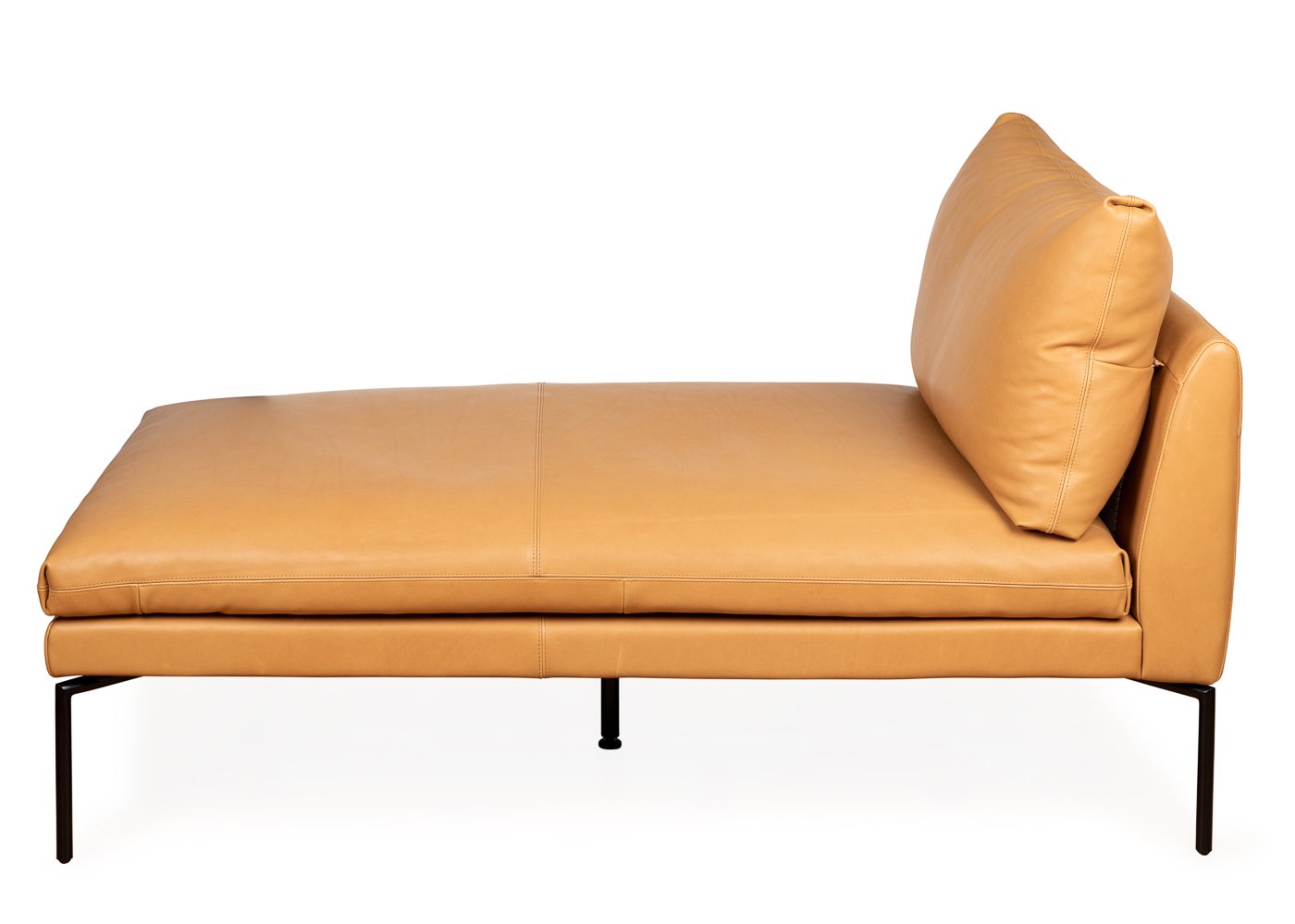 Heal's Matera Chaise Longue Leather Hide Grey 7177 Black Feet