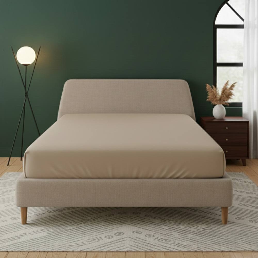 Snug City Flannelette Fitted Sheet Extra Deep 40cm Skirt Soft Brushed Cotton in Beige
