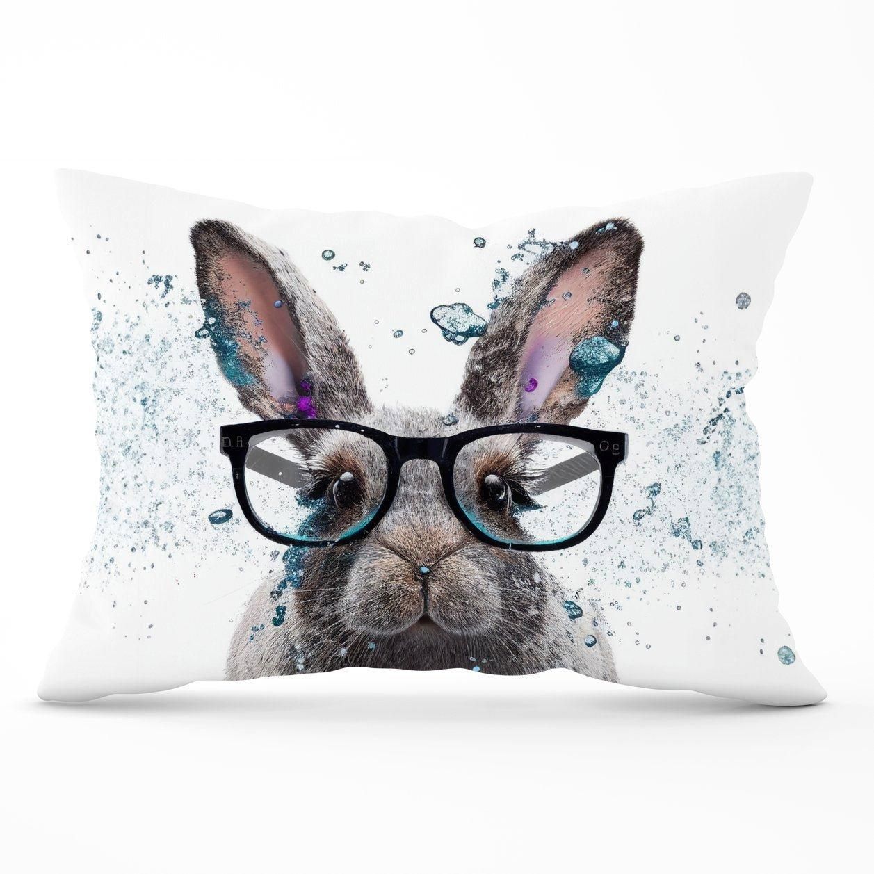 Warren Reed - Designer Rabbit Splashart Cushions in Grey