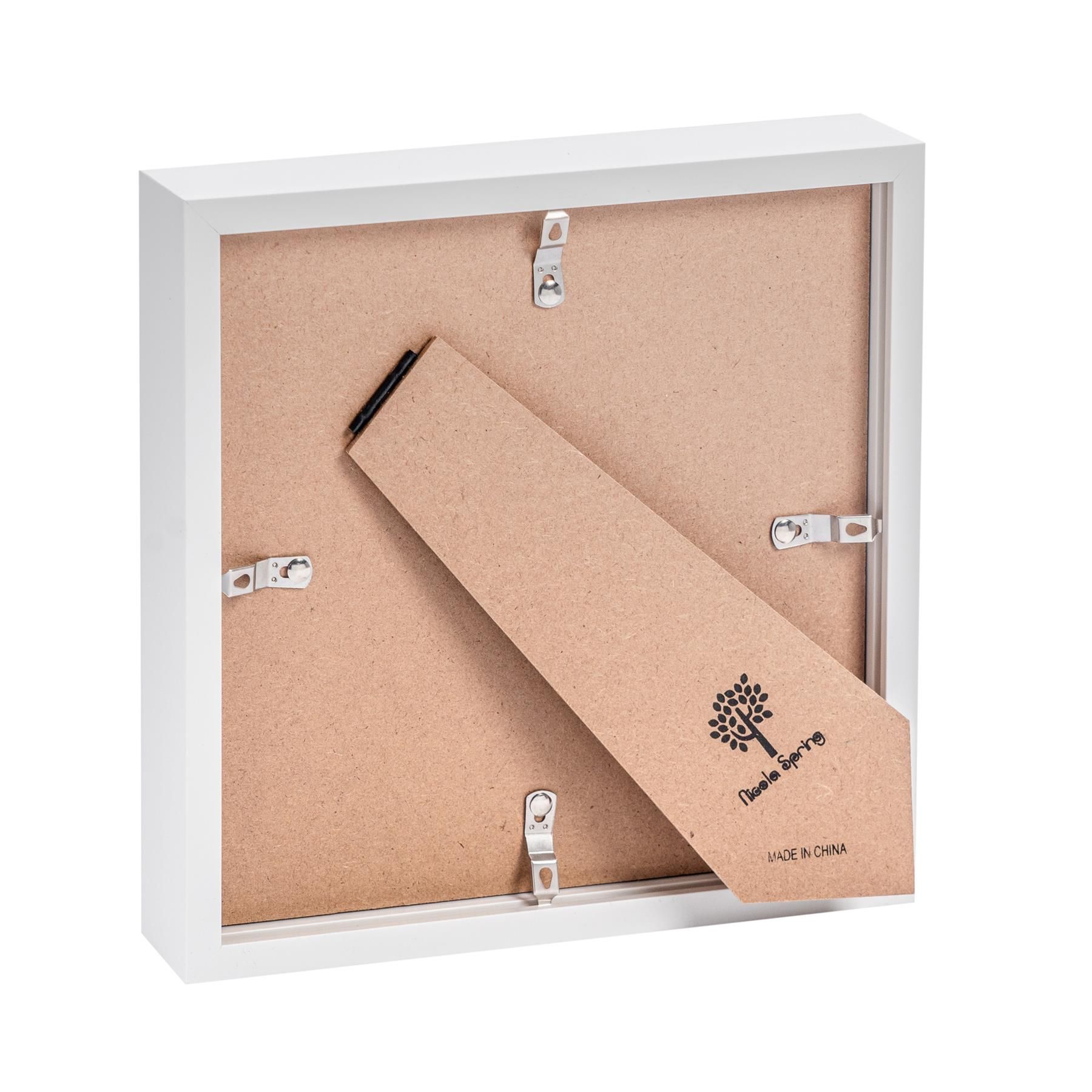 Nicola Spring 8" x 8" White 3D Box Photo Frame - 6" x 6" Mount in Black 5