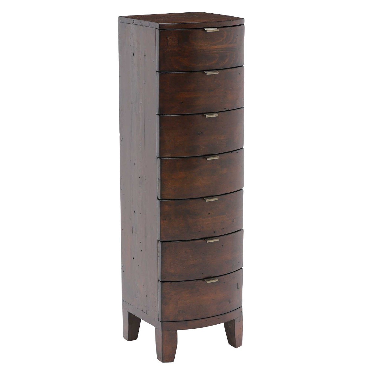 Navajos Reclaimed Wood 7 Drawer Tallboy, Chestnut