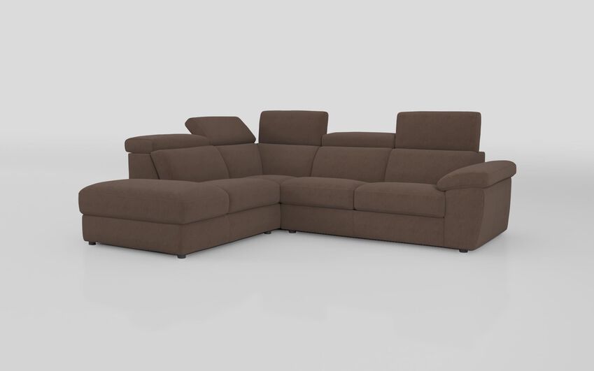 Brown Fabric Norbello 2 Corner 3 with Sofa Bed and Left Hand Facing Chaise with Storage