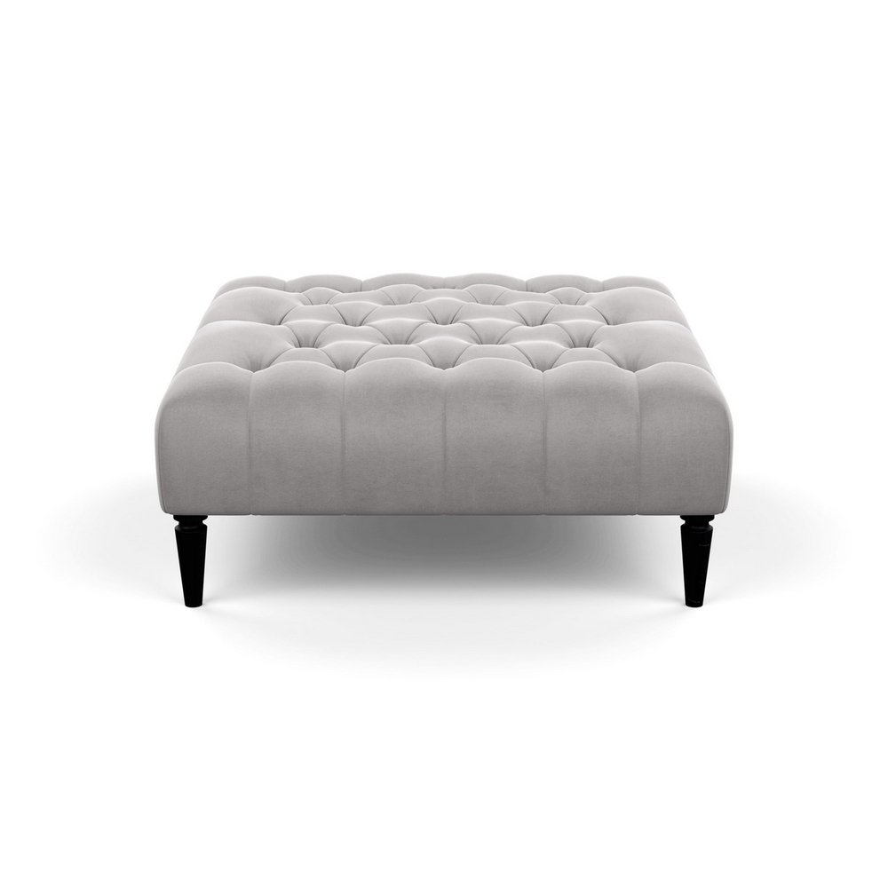 Heal's Balmoral Ottoman Velvet Platinum Black Feet