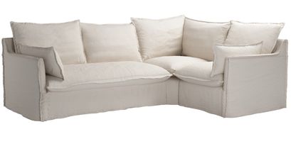 Isaac Asym: LHF 2 Seat Sofa Bed w RHF Single in Taupe Brushed Linen Cotton - sofa.com
