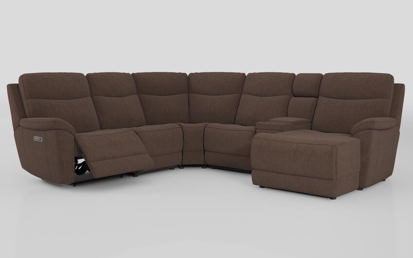 Brown Fabric Eldwick 3 Corner 3 Right Hand Facing Power Left Hand Facing Console & Chaise Sofa